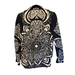 Free People Smitten Kitten Black & White Patterned Oversized Cardigan